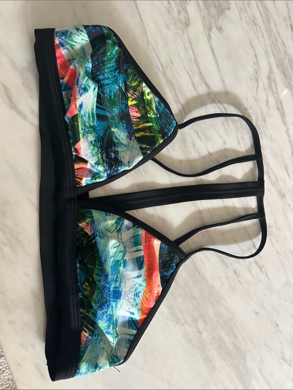 Zella Tropical Multi-Color Strappy Swim Top